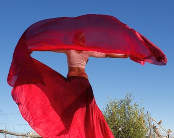 Nahari Silks Silk Circle Skirt & Silk Dance Veil Red Burgundy