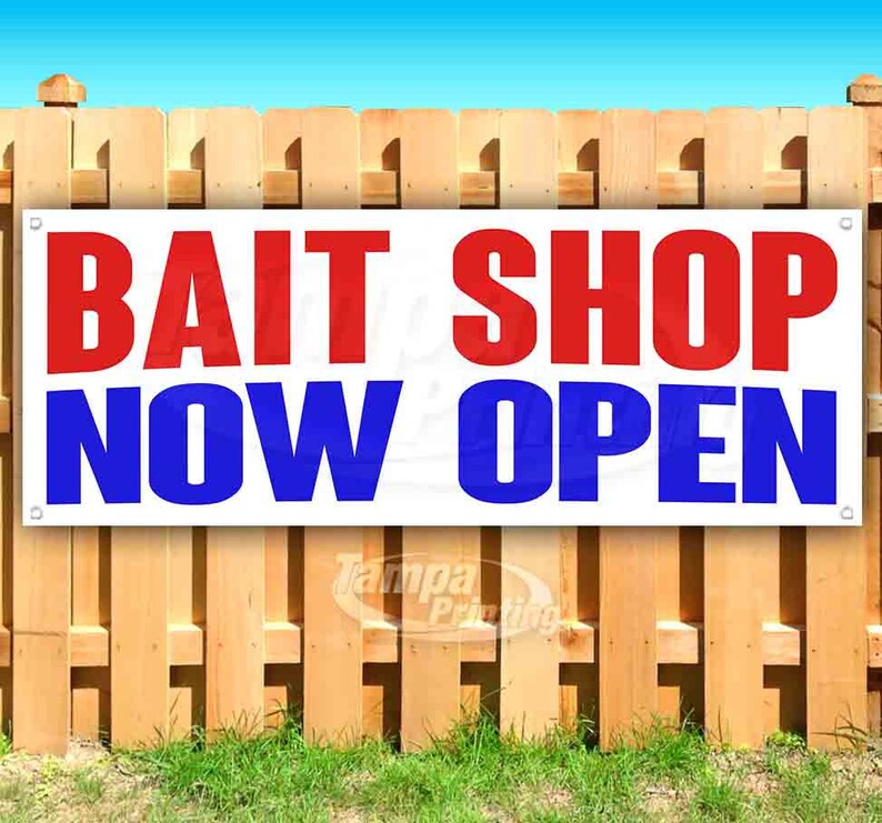 Many Sizes Available New Bait Shop Now Open Extra Large 13 oz Heavy Duty Vinyl Banner Sign with Metal Grommets Store Advertising Flag, Many Sizes Available New Bait Shop Now Open Extra Large 13 oz Heavy Duty Vinyl Banner Sign with Metal Grommets Store Advertising Flag,
