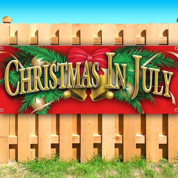 Christmas In July 13 oz Banner | Non-Fabric | Heavy-Duty Vinyl Single-Sided With Metal Grommets