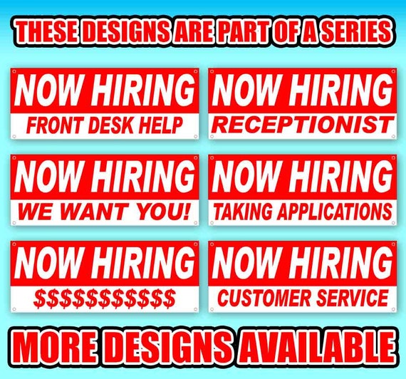 Now Hiring Sales Staff Red Blue 13 Oz Vinyl Banner Sign With Grommets Now Hiring Sales Staff Red Blue 13 Oz Vinyl Banner Sign With Grommets