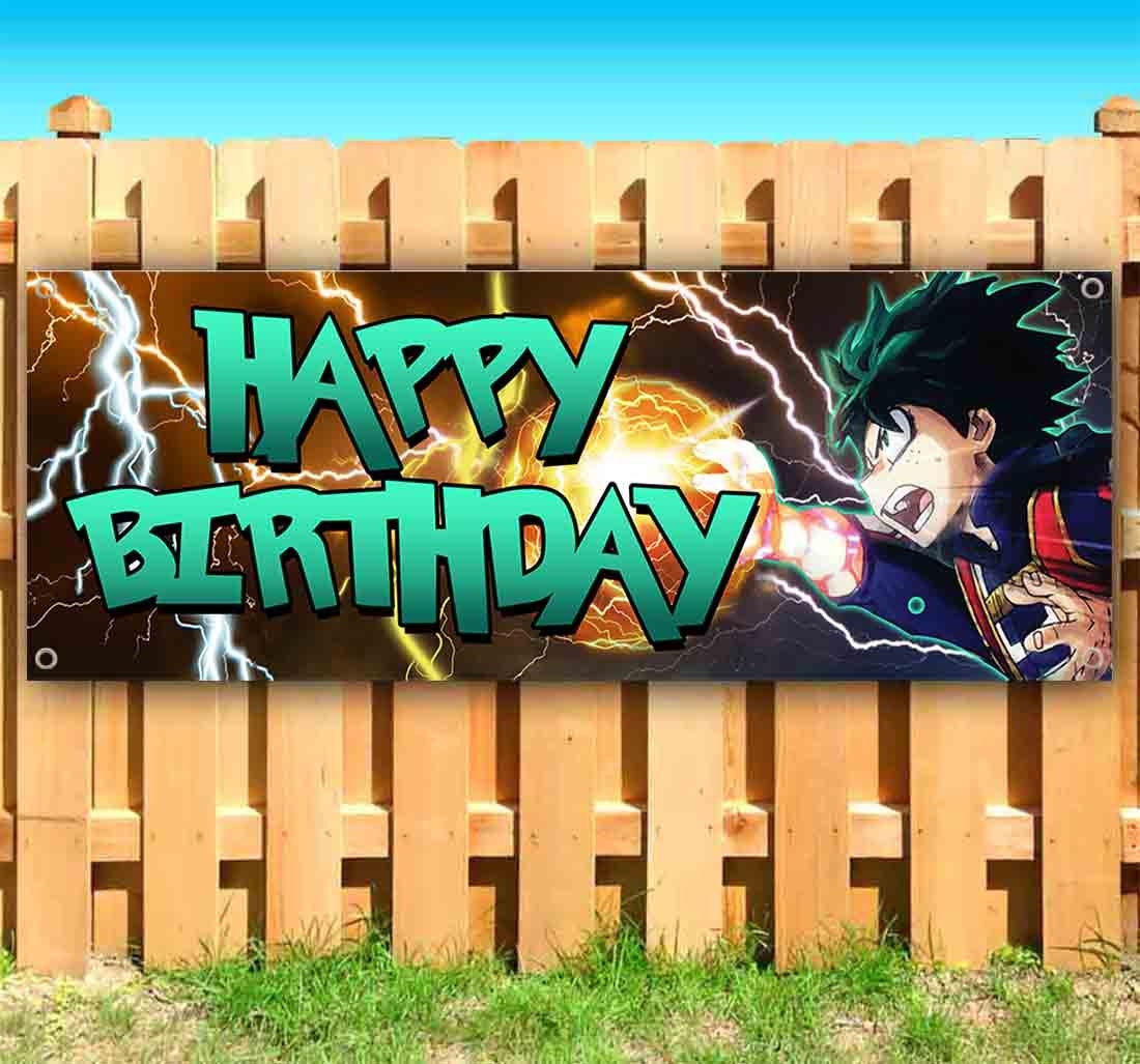 Happy Birthday 13 oz Banner Non-Fabric Heavy-Duty Vinyl Single-Sided with Metal Grommets Happy Birthday 13 oz Banner Non-Fabric Heavy-Duty Vinyl Single-Sided with Metal Grommets