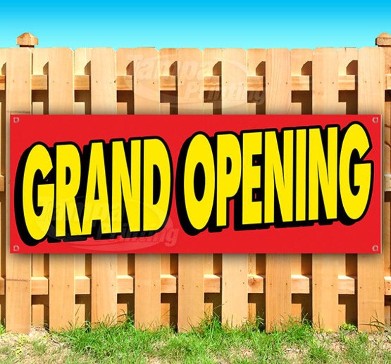 Flag, Advertising New Grand Opening 13 oz Heavy Duty Vinyl Banner Sign with Metal Grommets Many Sizes Available Store Flag, Advertising New Grand Opening 13 oz Heavy Duty Vinyl Banner Sign with Metal Grommets Many Sizes Available Store