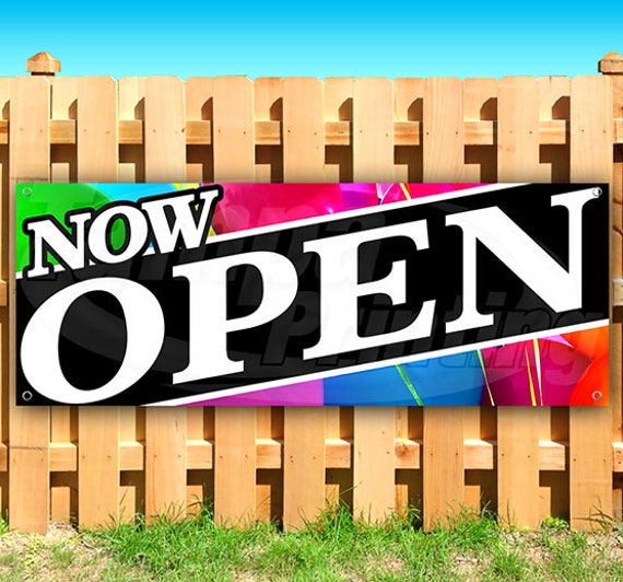 Now Open Heavy Duty Vinyl Banner With Grommets Business Etsy