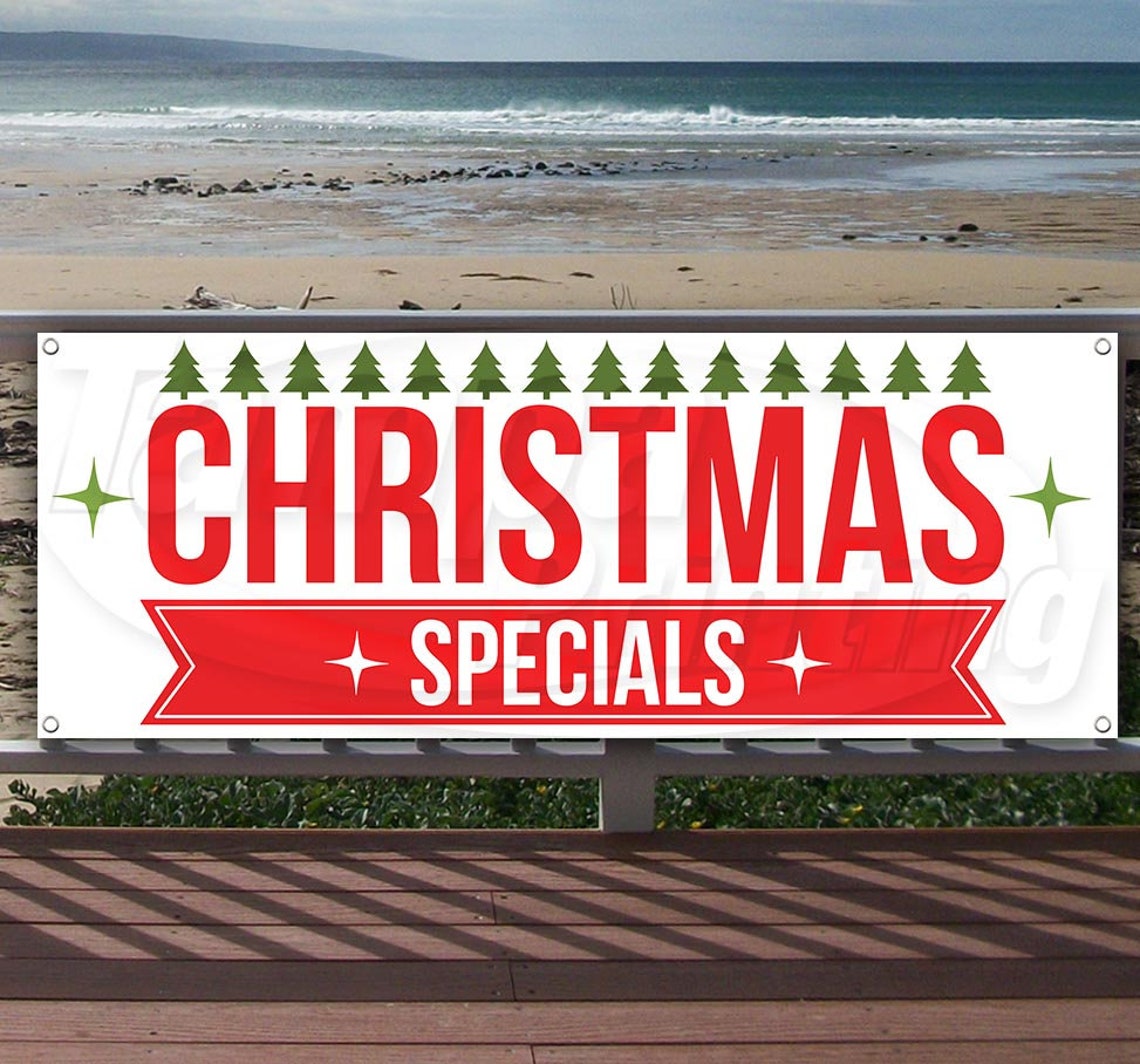 CHRISTMAS SPECIALS 13 oz heavy duty vinyl banner sign with Etsy Christmas Specials