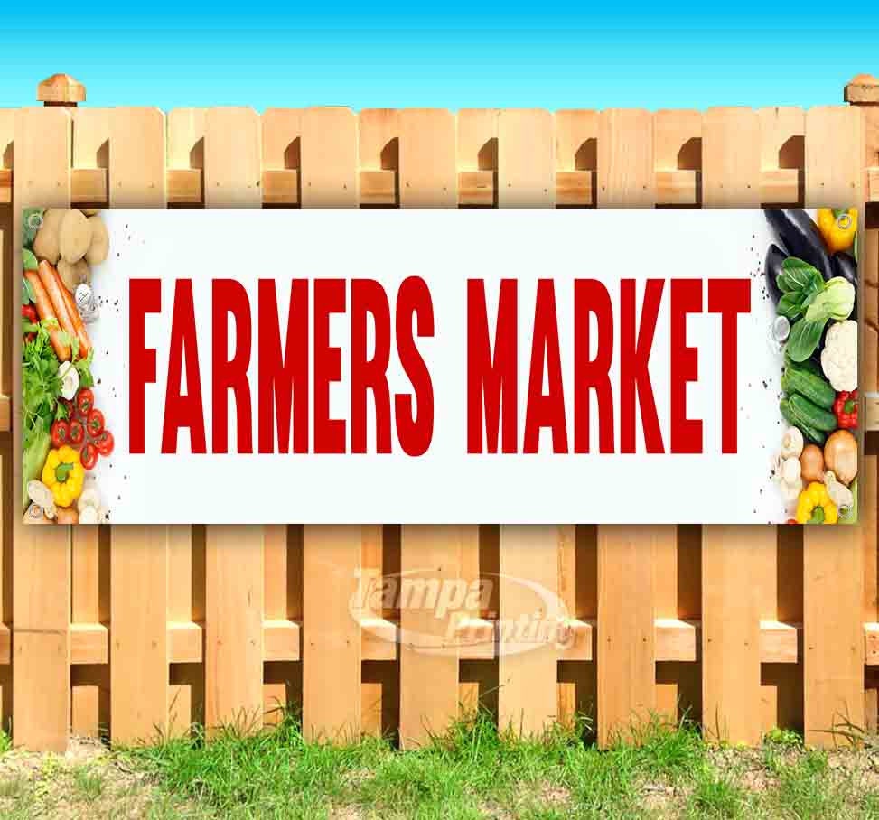 Flag Farmers Market Now Open Extra Large 13 Oz Heavy Duty Vinyl Banner Sign with Metal Grommets