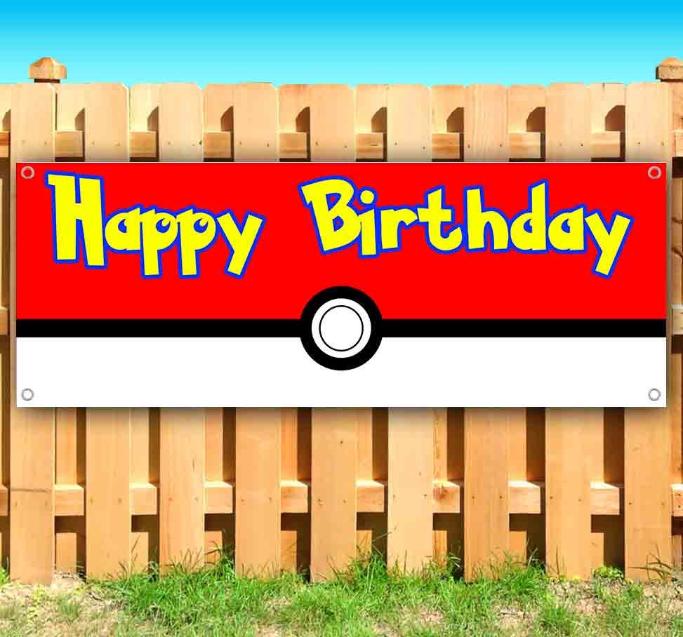 Non-Fabric Happy Birthday 13 oz Banner Heavy-Duty Vinyl Single-Sided with Metal Grommets Non-Fabric Happy Birthday 13 oz Banner Heavy-Duty Vinyl Single-Sided with Metal Grommets