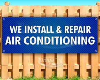 Custom Industrial Vinyl Banner A C & Heating Service Personalized Text Teal 4 Grommets 24x48Inches Custom Industrial Vinyl Banner A C & Heating Service Personalized Text Teal 4 Grommets 24x48Inches