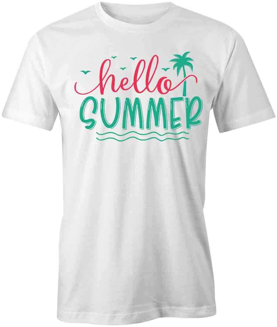 Hello Summer T-shirt White Single-sided Short Sleeved - Etsy