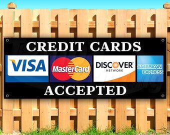 CGSignLab Stripes Blue Heavy-Duty Outdoor Vinyl Banner 9x6 Credit Cards Accepted CGSignLab Stripes Blue Heavy-Duty Outdoor Vinyl Banner 9x6 Credit Cards Accepted