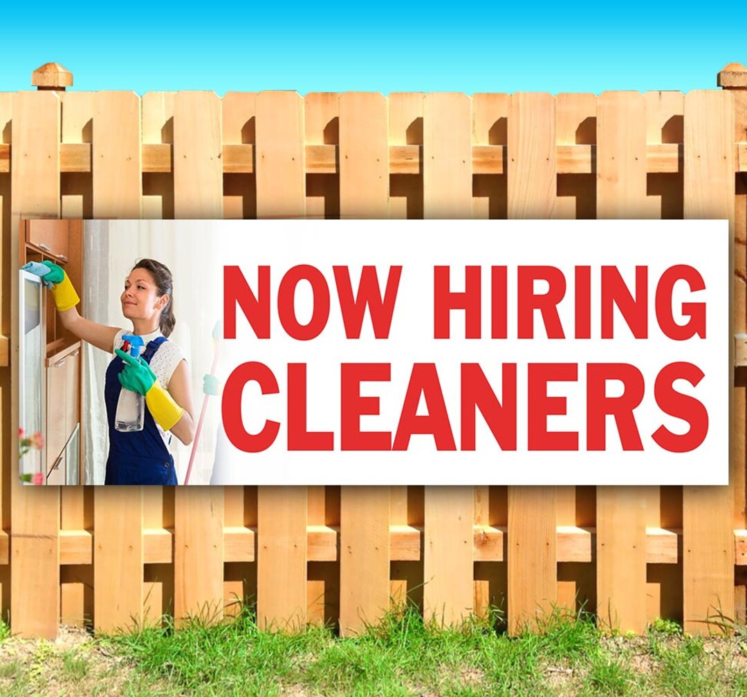 NOW HIRING Cleaners 13 Oz Heavy Duty Vinyl Banner Sign With Etsy