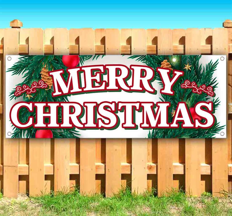 Heavy-Duty Vinyl Single-Sided with Metal Grommets Non-Fabric Merry Christmas 13 oz Banner Heavy-Duty Vinyl Single-Sided with Metal Grommets Non-Fabric Merry Christmas 13 oz Banner