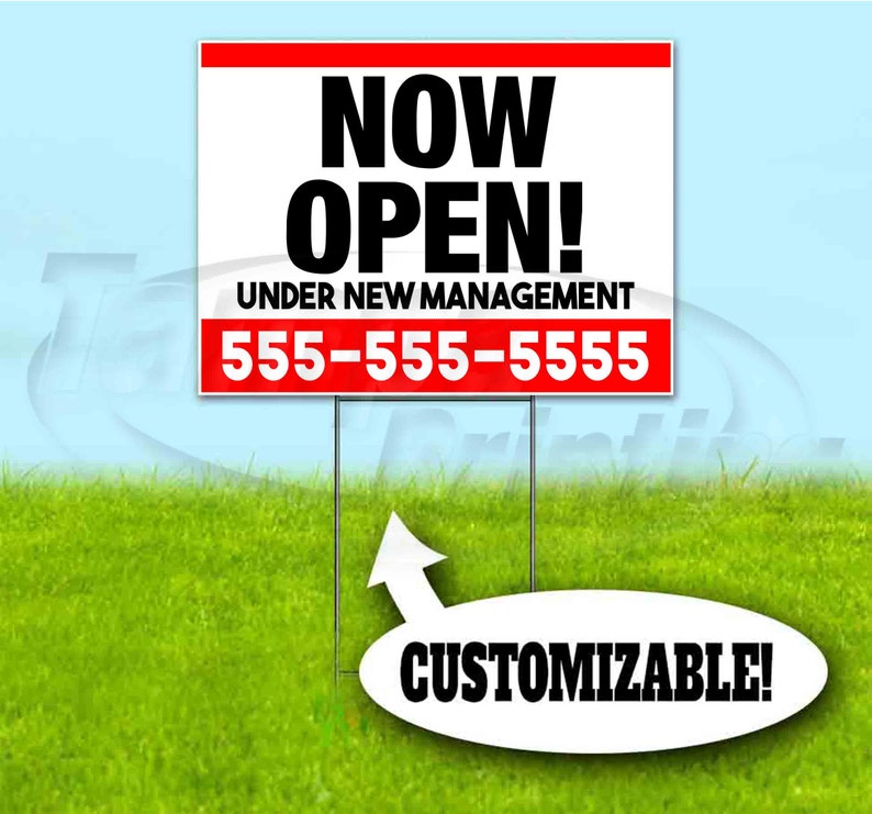 New Lawn Bandit USA Advertising Corrugated Plastic Yard Sign 18x24 Decorations Now Open Under New Management Custom