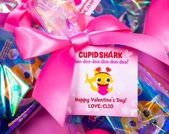 PRINTED Valentine Tag, Valentine's Day Tag, Baby Shark Tag, Baby Shark Valentine, Printed Valentine Baby Shark