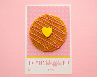 Valentine's Day Card, Valentine's Day Waffle Card, Valentine's Day Digital Download, Waffle Valentine Cookie Card