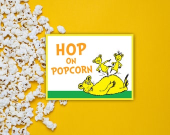 Dr. Seuss Treat Bag Card, Dr. Seuss Printable, Hop on Popcorn, Dr. Seuss Read Across America, Dr. Seuss Digital Download