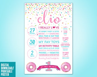 Donut 1. Geburtstagsschild, Donut erster Geburtstag Poster, Donut erster Geburtstagsschild, Donut Geburtstag druckbar, Donut Geburtstag, Donut aufwachsen