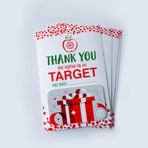 教師用ギフト カード ホルダー、Target カードを続けてくれてありがとう、Target 教師カード デジタル ダウンロード、編集可能な Canva ファイル