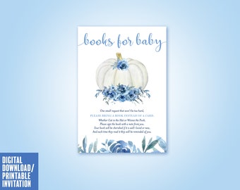 Little Pumpkin Books for Baby Card / Book Card Insert for Baby Shower /Baby Boy Shower/ Digital Download