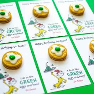 Dr. Seuss Treat Bag Card, Dr. Seuss Printable, Green eggs and ham cookie card, Dr. Seuss Read Across America, Dr. Seuss Digital Download image 1