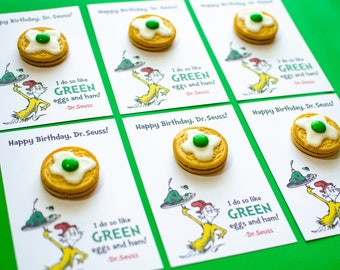 Dr. Seuss Treat Bag Card, Dr. Seuss Printable, Green eggs and ham cookie card, Dr. Seuss Read Across America, Dr. Seuss Digital Download