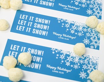 Happy Holiday Printable Tag, Let it Snow Christmas Tag, Christmas Gift Tag, Christmas Snow Tags, Snowball Tag instant Download