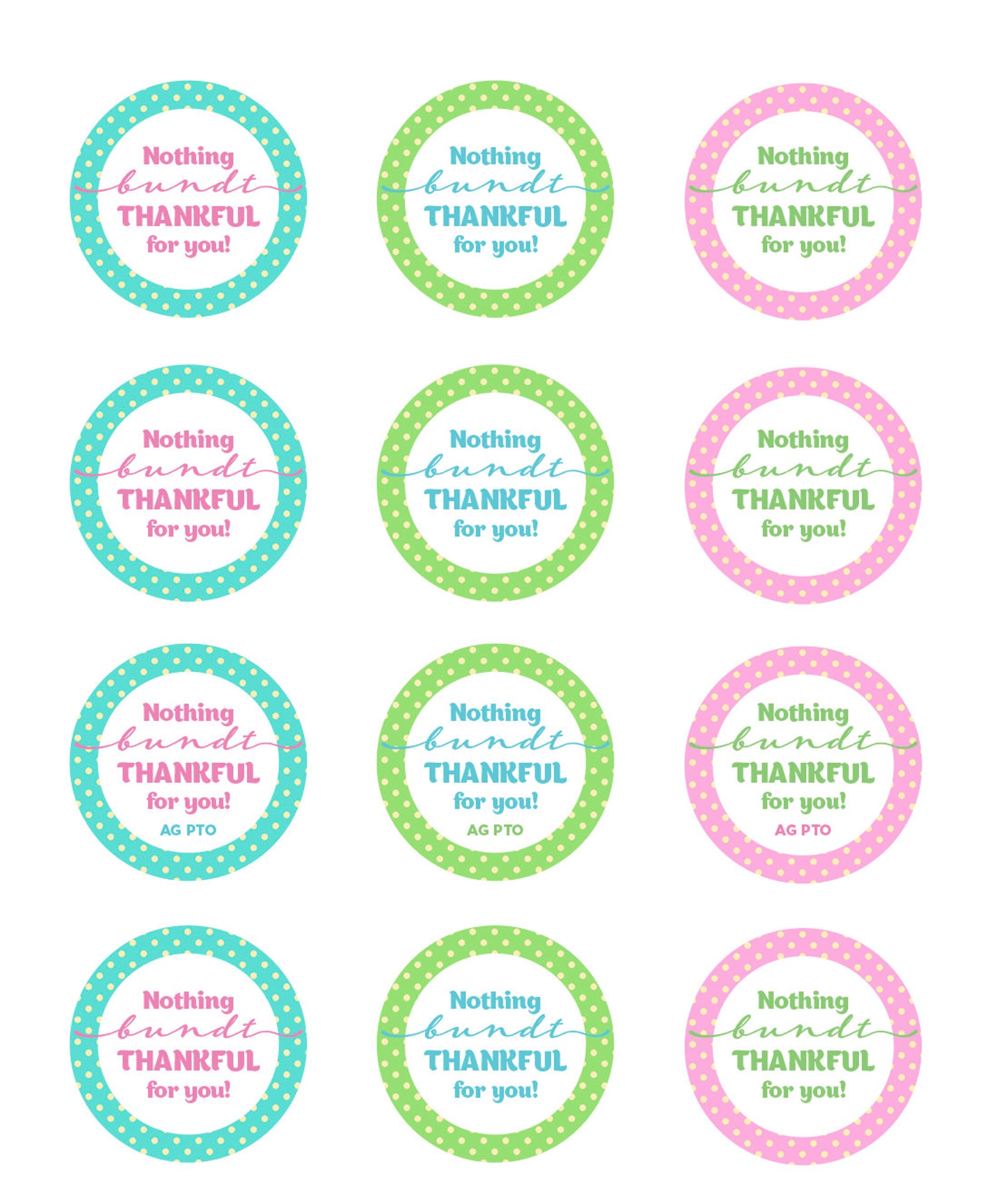 Thankful for You Tags Nothing Bundt Thankful Tags Teacher - Etsy