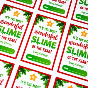 Slime Christmas Printable Tag, Slime Holiday Tag, It's the most wonderful SLIME Gift Tag, Slime Tags, CANVA template, Digital Download image 1