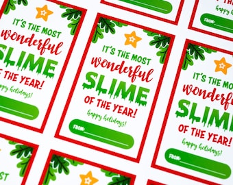 Slime Christmas Printable Tag, Slime Holiday Tag,  It's the most wonderful SLIME Gift Tag, Slime Tags, CANVA template, Digital Download