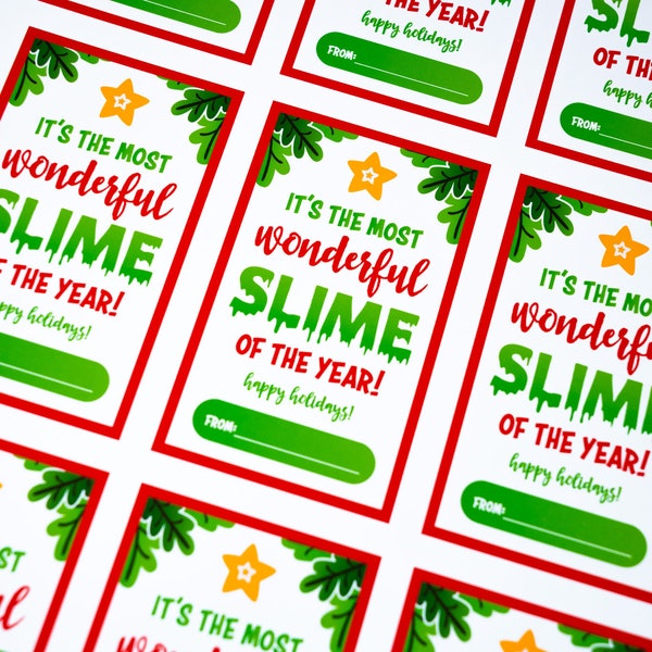 Slime Christmas Printable Tag, Slime Holiday Tag,  It's the most wonderful SLIME Gift Tag, Slime Tags, CANVA template, Digital Download