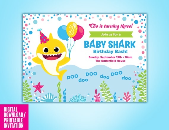 Invitación de cumpleaños de Baby Shark, edítate en CANVA, invitación de Baby  Shark, invitación de Baby Shark, Baby Shark pinkfong, descarga digital -   España