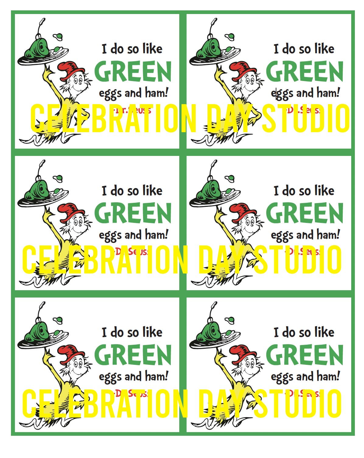 Dr. Seuss Treat Bag Card, Dr. Seuss Printable, Green Eggs and Ham Cookie Card, Dr. Seuss Read Across America, Dr. Seuss Digital Download - Etsy