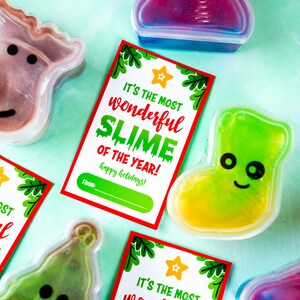 Slime Christmas Printable Tag, Slime Holiday Tag, It's the most wonderful SLIME Gift Tag, Slime Tags, CANVA template, Digital Download image 3