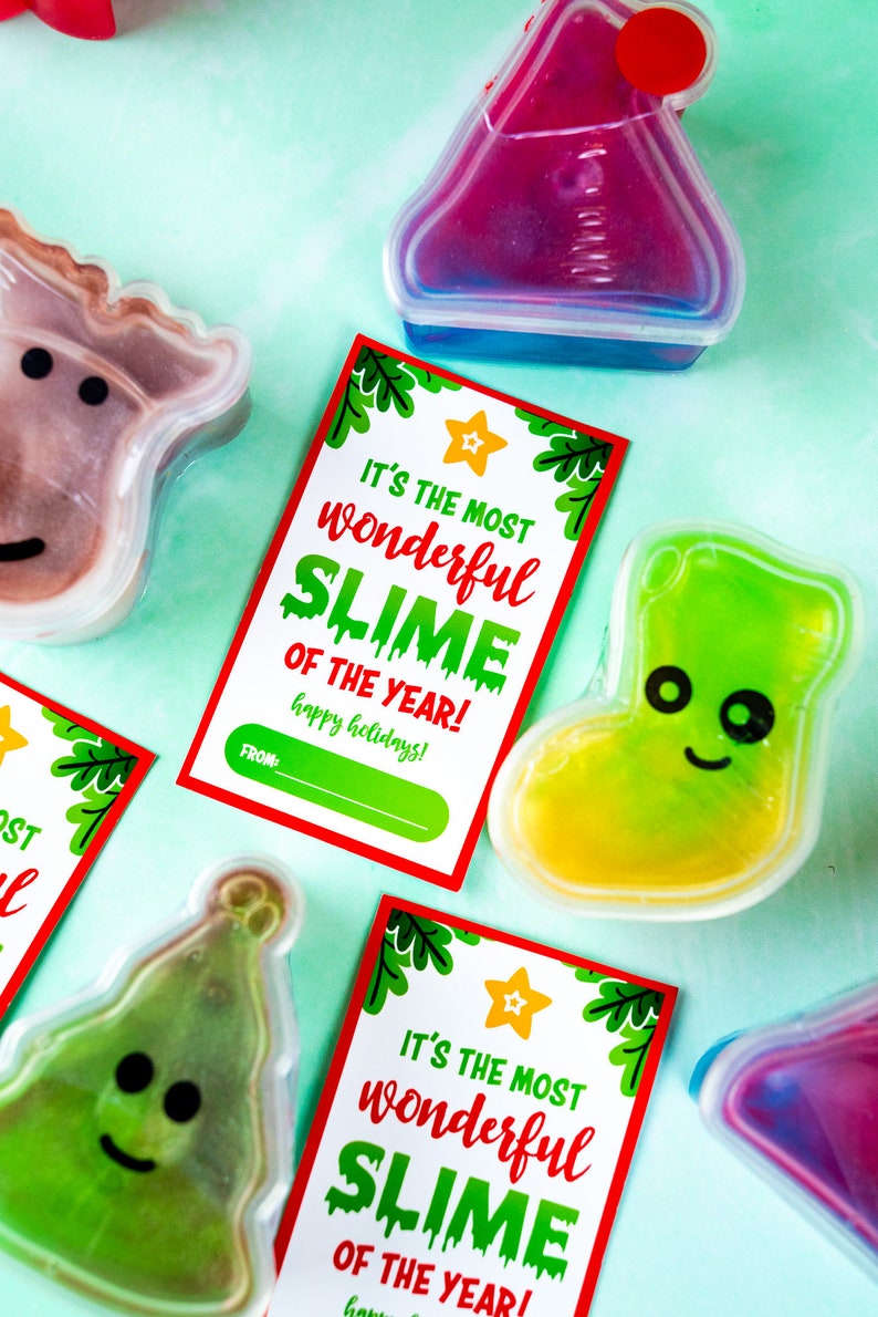 Slime Christmas Printable Tag, Slime Holiday Tag, It's the most wonderful SLIME Gift Tag, Slime Tags, CANVA template, Digital Download image 3