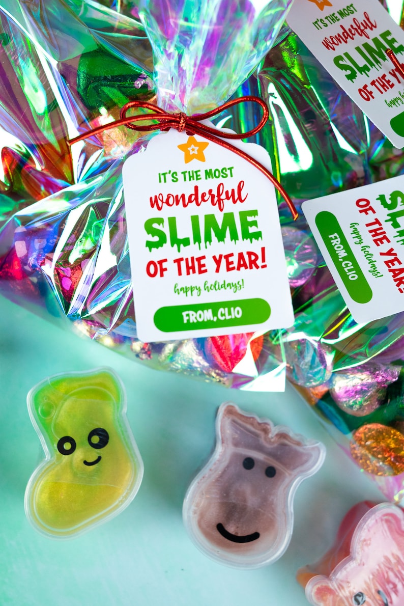 Slime Christmas Printable Tag, Slime Holiday Tag, It's the most wonderful SLIME Gift Tag, Slime Tags, CANVA template, Digital Download image 4