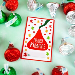 Merry Kissmas Printable Tag, Christmas Tag, Hershey's Kiss Christmas ...
