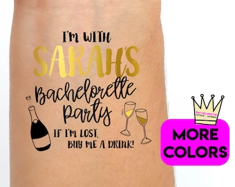 Bachelorette Party Tattoos, bachelorette tattoos custom, bridesmaid gift, bride tribe, gold temporary tattoos, bachelorette party favors hen