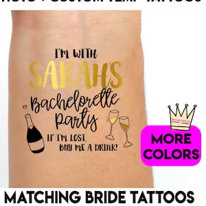 Bachelorette Party Tattoos, bachelorette tattoos custom, bridesmaid gift, bride tribe, gold temporary tattoos, bachelorette party favors hen