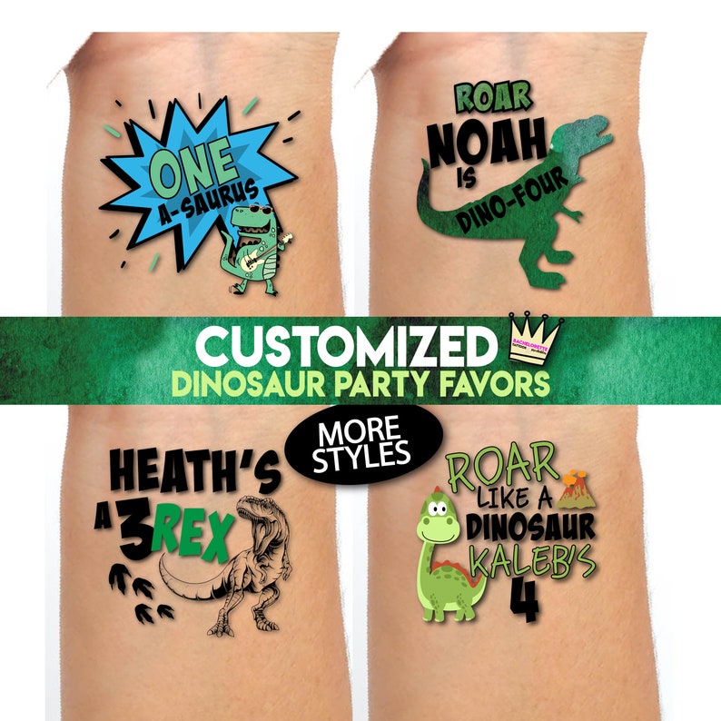 Dinosaur Temporary Tattoos Kids Temporary Tattoos Dinosaur Etsy