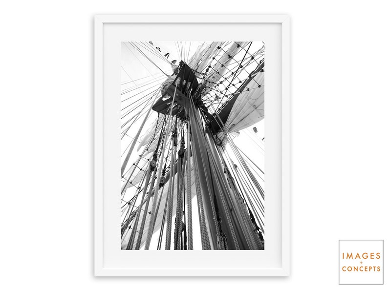 Nautical Art Large Digital Print Black and White Nautical Etsy
