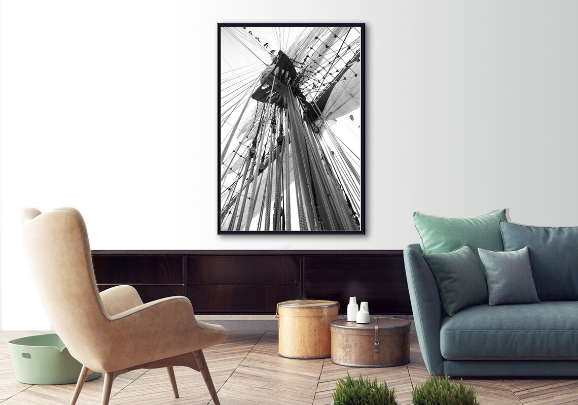 Nautical Art Large Digital Print Black and White Nautical Etsy