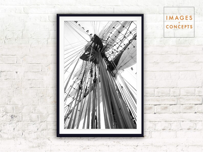 Nautical Art Large Digital Print Black and White Nautical Etsy