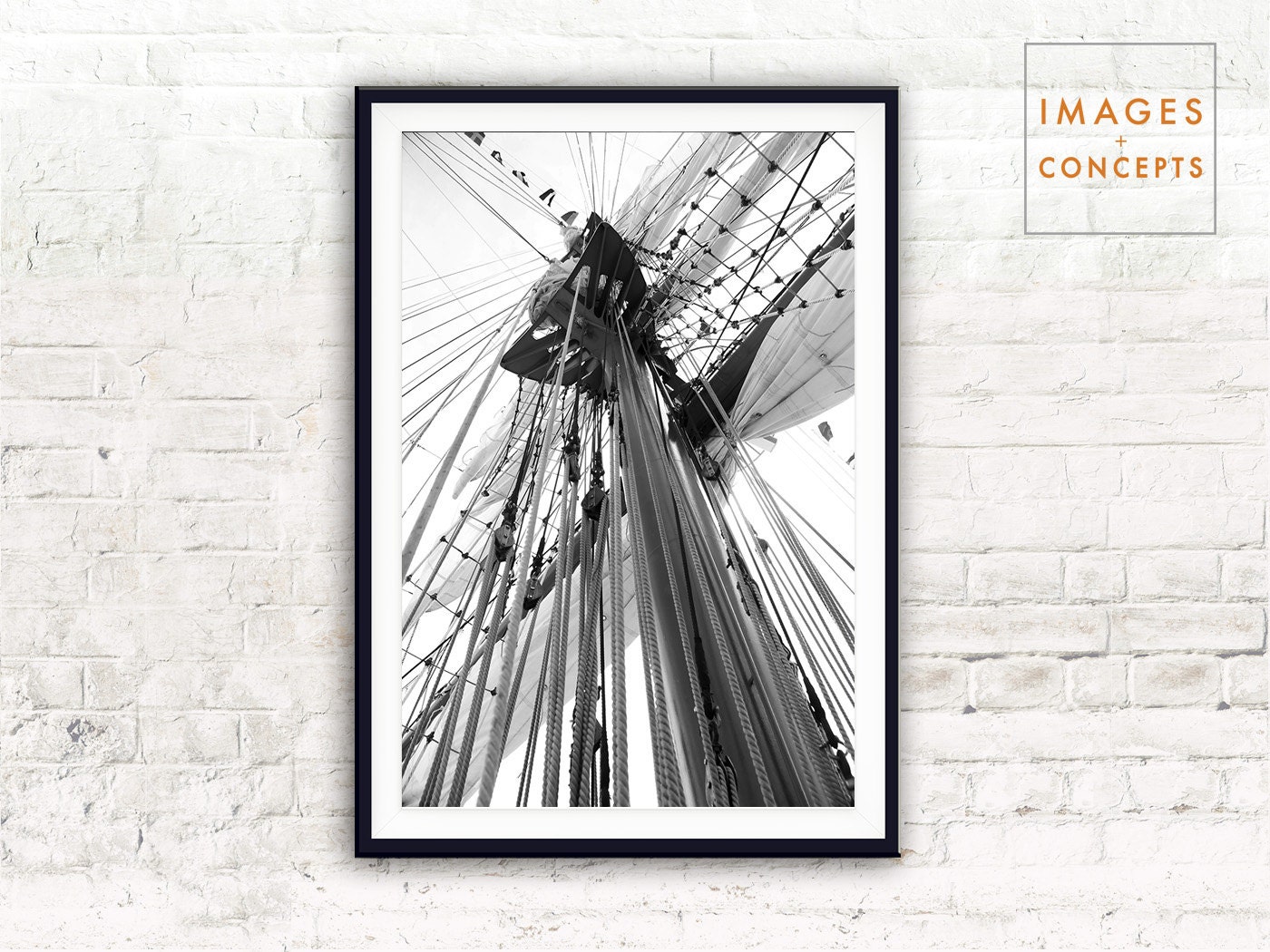 Nautical Art - Large Digital Print - Black and White Nautical - Tall ...