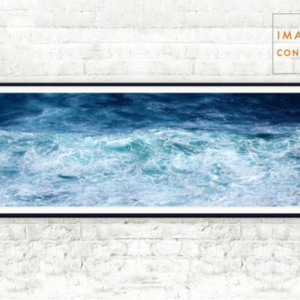 Coastal Wall Decor ~ Ocean Printable ~ Beach Art ~ Panoramic Photo ~ Waves ~ Water ~ Large Printable Art ~ Digital Download ~ Turquoise Blue