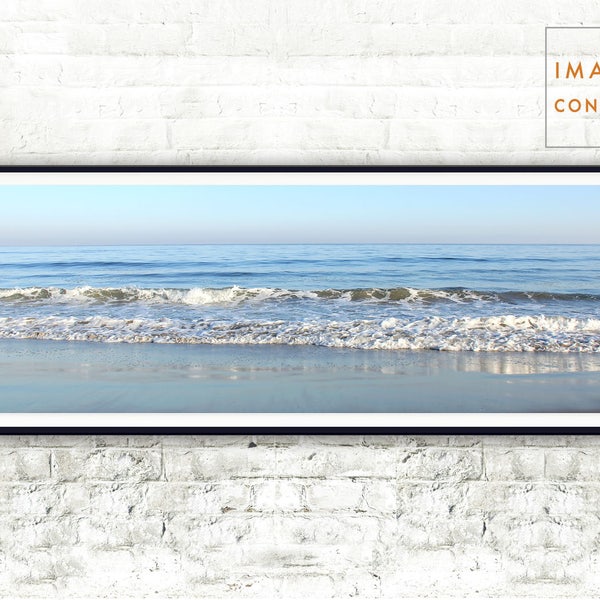 Coastal Wall Decor - Panoramic Wall Art - Ocean Print - Panoramic Photo - Ocean Waves - Water - Printable Digital Download - Turquoise Blue
