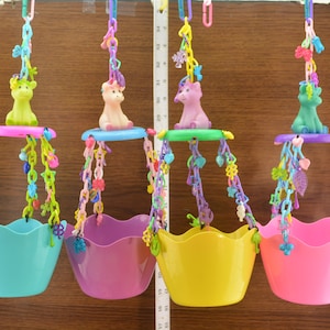 Unicorn Basket or Ball Pit, #503 Mini Mobile, Small Bird Toy, Primate Toy, Marmoset Toy, Exotic Animal Toy, Small Pet Toy, Parrot Toy,