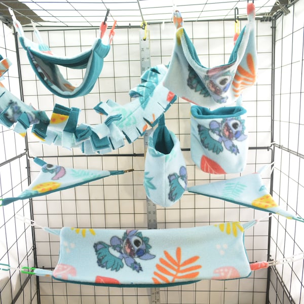 Stitch, Sugar Glider Fleece Cage Set, Rat Cage Set, Pocket Pets Cage Set,  SK255, Ready to Ship!