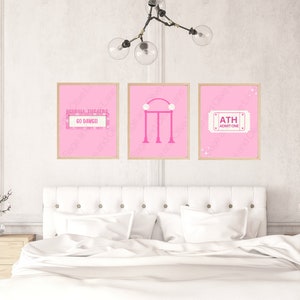 UGA themed Pink digital downloads, set of 3: Georgia Theater, Arch and ATH ticket.