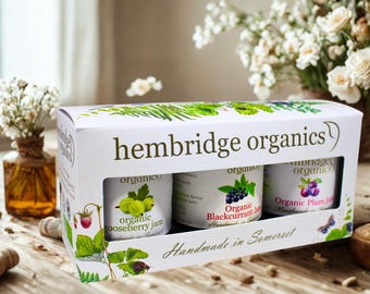 Handmade Organic Blackcurrant, Gooseberry & Plum Jam Gift Box, Vegan Friendly