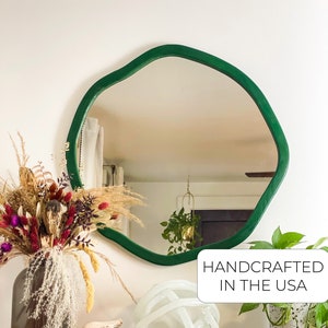 Wood Framed Irregular Round Wall Mirror image 3