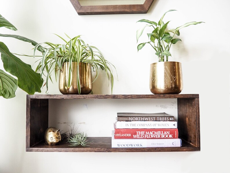 Floating Shelves Two Tiered Mid Century Modern Shelf Unit